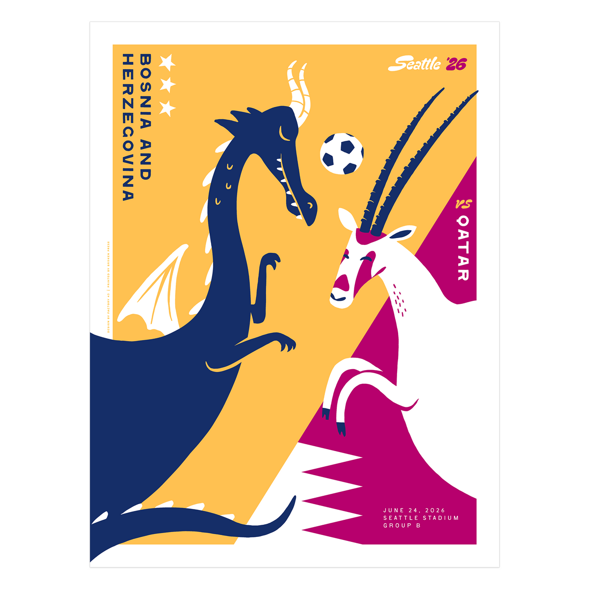 Bosnia and Herzegovina vs Qatar Match Poster | Factory 43