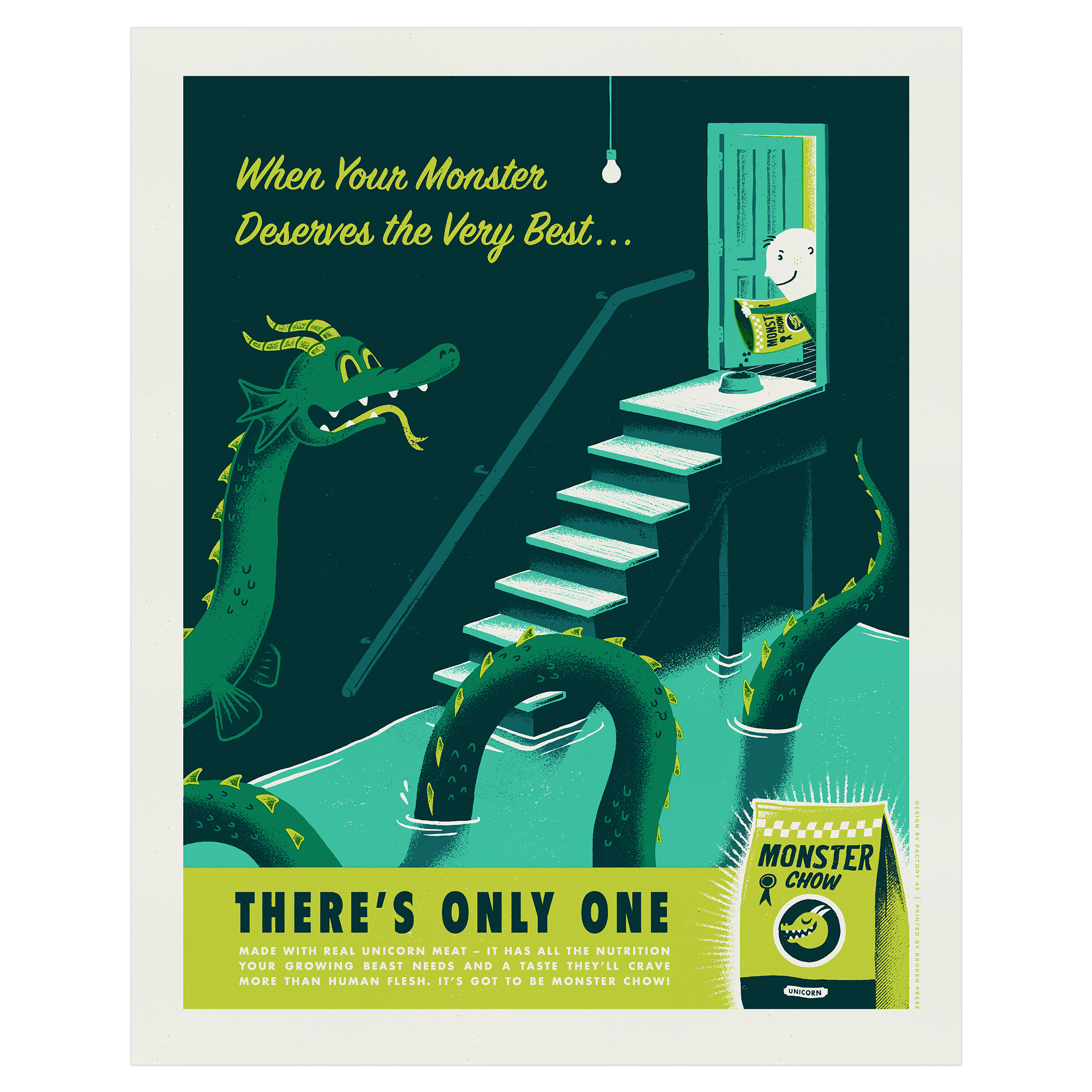 print your monsters Serpent dragon hungry for Monster Chow Art poster